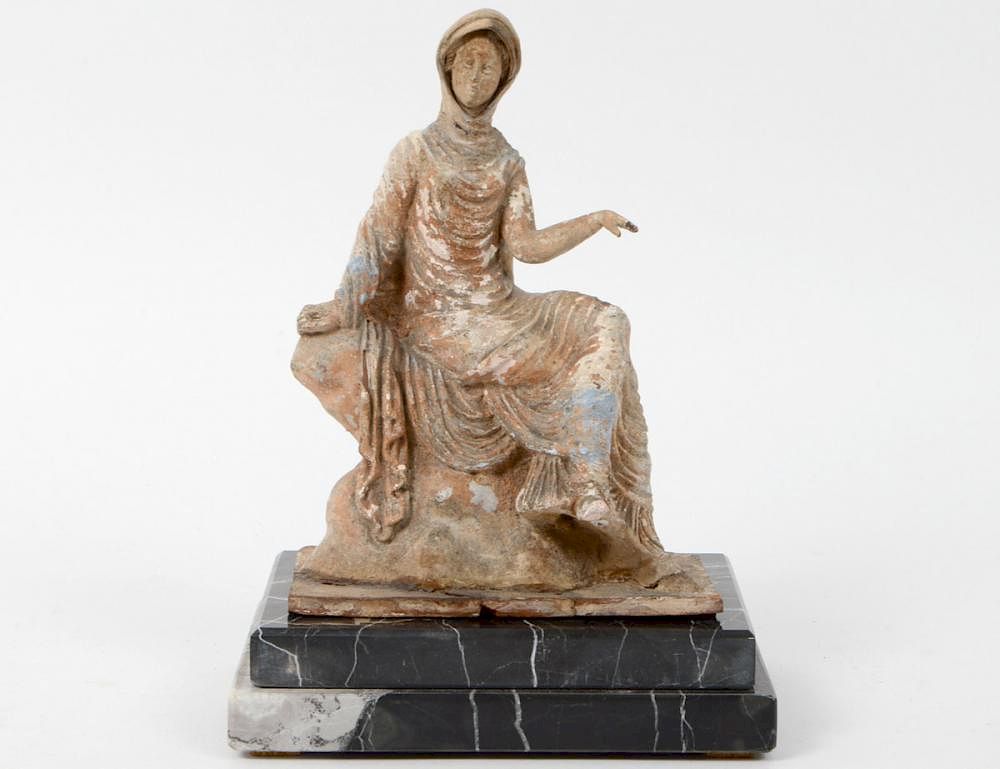 Appraisal: HELLENSTIC TERRA COTTA SEATED MAIDEN nd rd Century B C