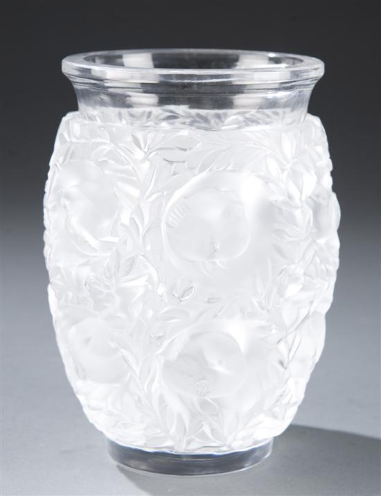 Appraisal: Lalique vase with small birds in relief Marked ''Lalique'' on