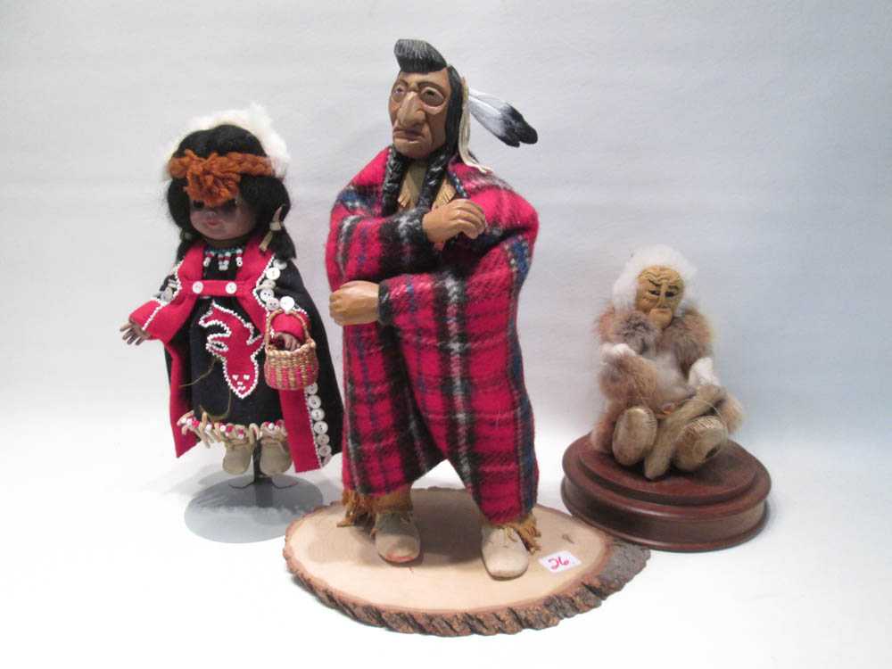 Appraisal: SEVEN NATIVE AMERICAN AND ESKIMO DOLLS including cloth leather and