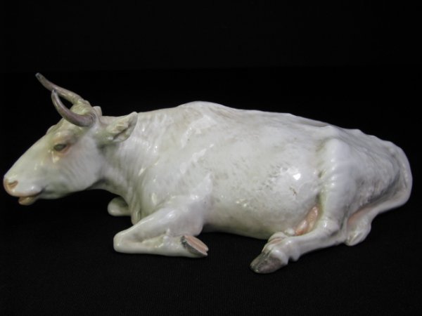 Appraisal: B G Denmark porcelain ox figurine laying down Impressed artist