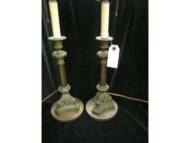 Appraisal: Pair of French Victorian Candlestick Lamps