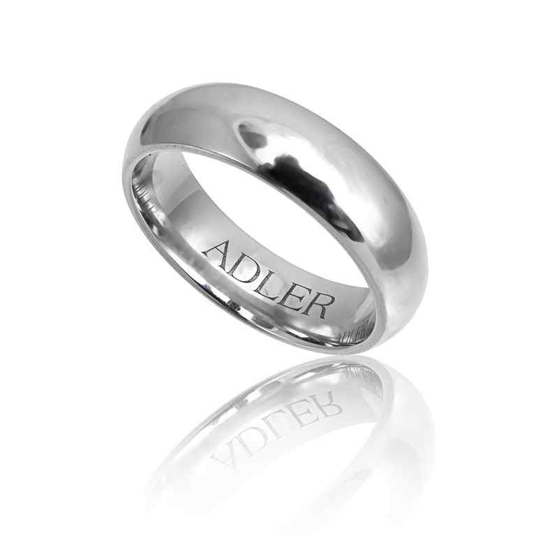 Appraisal: SIGNED ADLER PLATINUM WEDDING BAND Fine jewelry simple elegance Size