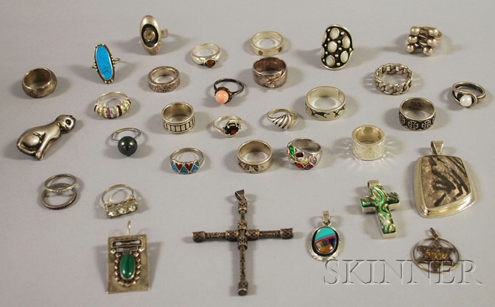 Appraisal: Group of Mostly Sterling Silver Jewelry including a Mexican sterling