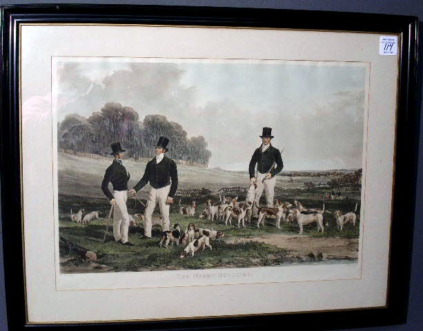 Appraisal: Framed print The Merry Beaglers by J Harris Sculp x