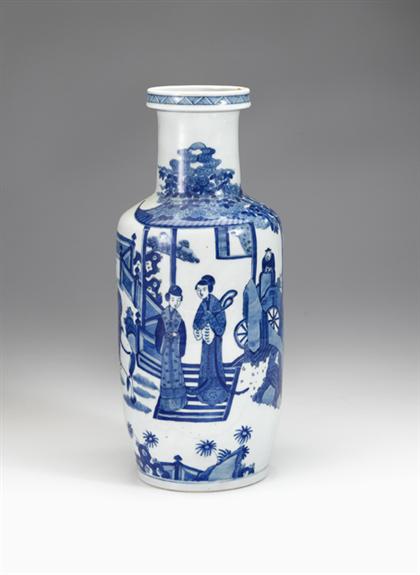 Appraisal: Chinese powder blue rouleau vase th century Converted into a