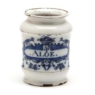 Appraisal: A Dutch Delft Drug Jar mid - th century painted