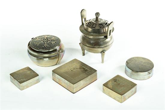 Appraisal: FOUR BOXES AND TWO INCENSE BURNERS Asian th century white