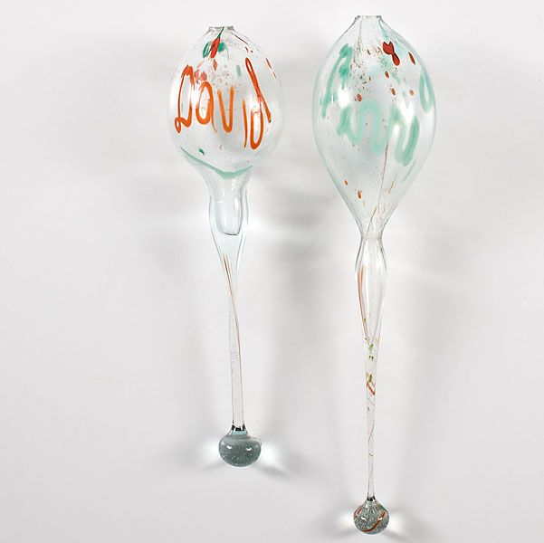 Appraisal: Dale Chihuly American b A pair of blown glass ornaments