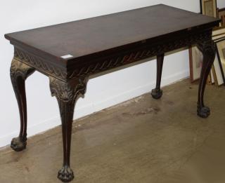 Appraisal: Great carved Chippendale hairy paw foot side table walnut mahogany