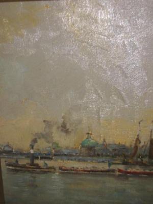 Appraisal: CIRCLE OF VICTOR LECLERQ Harbour Scene signed on board x