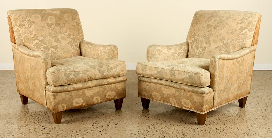 Appraisal: PAIR UPHOLSTERED ARM CHAIRS MANNER OF JANSEN A pair of