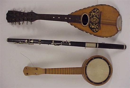 Appraisal: Two musical string instruments one twelve string mandolin inlaid with