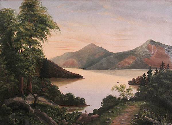 Appraisal: American School th Century A View of a Lake with