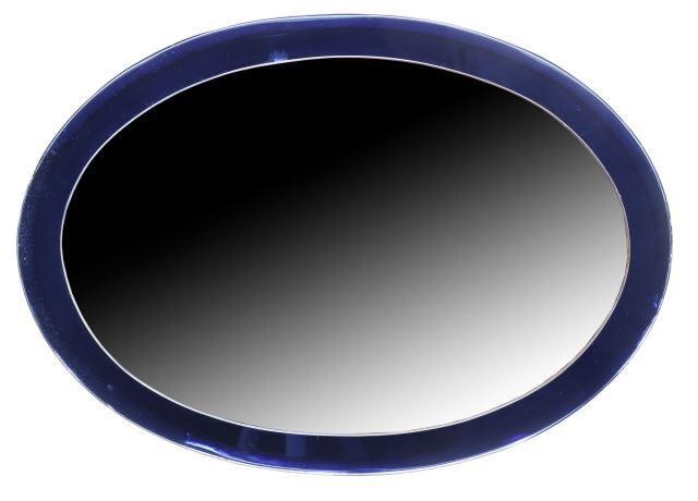 Appraisal: Italian mid-century modern mirror c s blue beveled glass frame