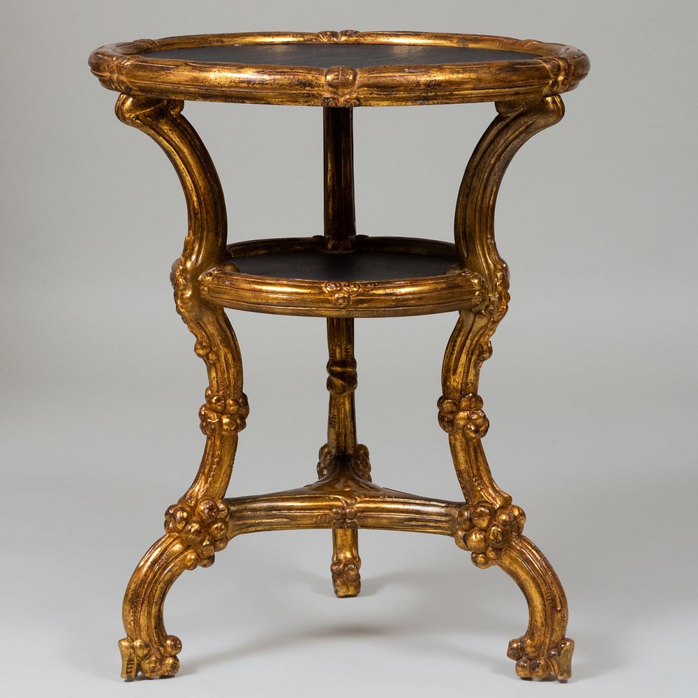 Appraisal: Modern Giltwood and Slate Two Tier Gu ridon x in