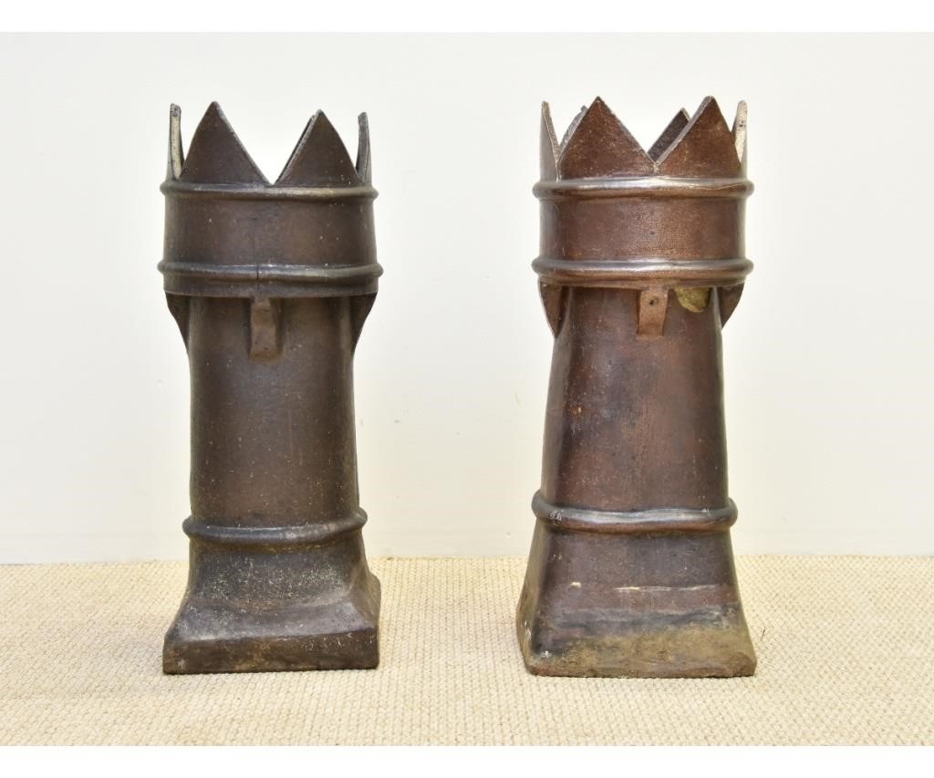 Appraisal: Two French terracotta glazed chimney flues probably late th c