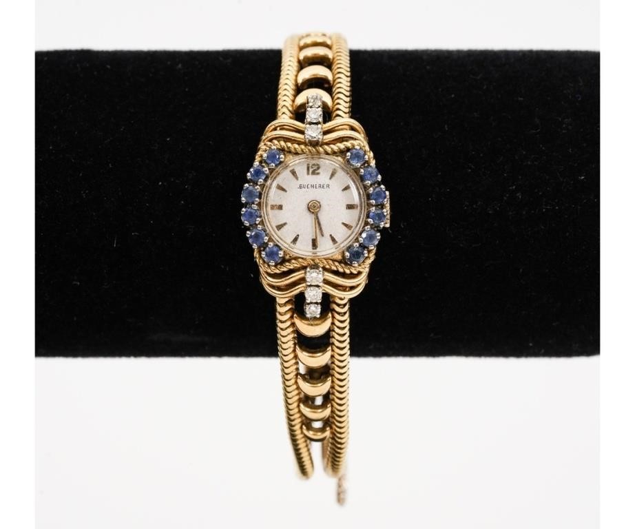 Appraisal: Bucherer k gold ladies wrist watch with sapphires and six