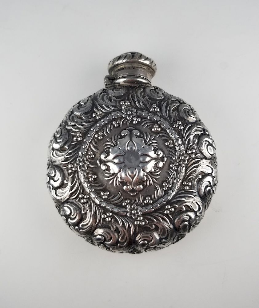 Appraisal: Tiffany Co Round Sterling Silver Pocket Flask Tiffany Co Sterling