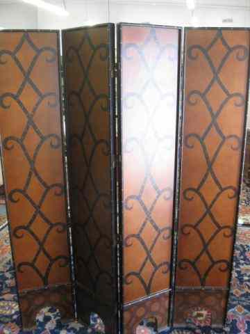 Appraisal: Decorator's Screen panel gold toneson black ' tall ' ''