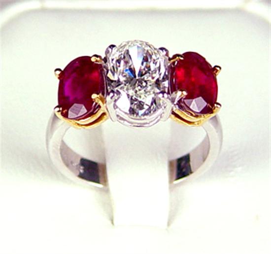 Appraisal: Carat Diamond Ring with Burmese Rubies Ladies Platinum and K