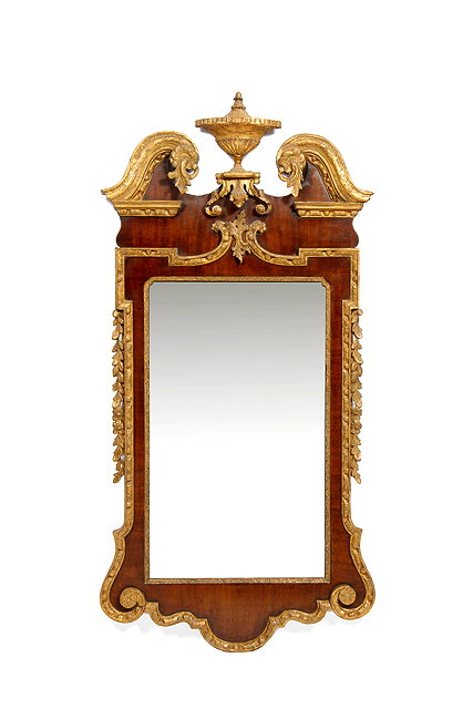 Appraisal: A GEORGE II WALNUT PARCEL GILT PIER GLASS c with