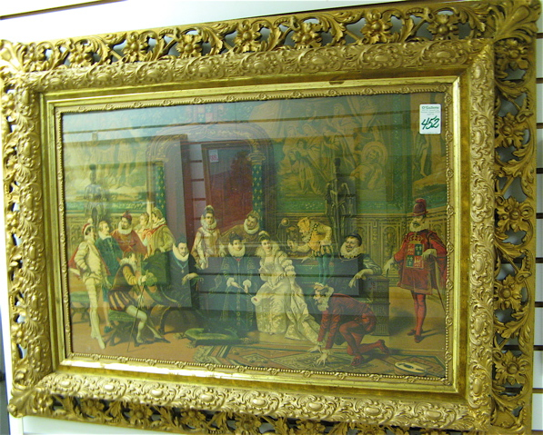 Appraisal: A VICTORIAN CHROMOLITHOGRAPH depicting a king and queen being entertained