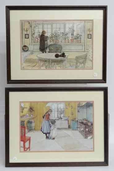 Appraisal: Pair th c framed prints Sight '' x ''