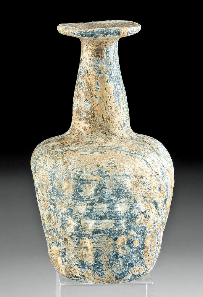 Appraisal: Roman Glass Bottle of Blue-Green Hues Rome Imperial ca st