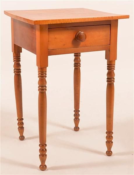 Appraisal: PA Cherry and Tiger Maple One Drawer Stand Pennsylvania Federal