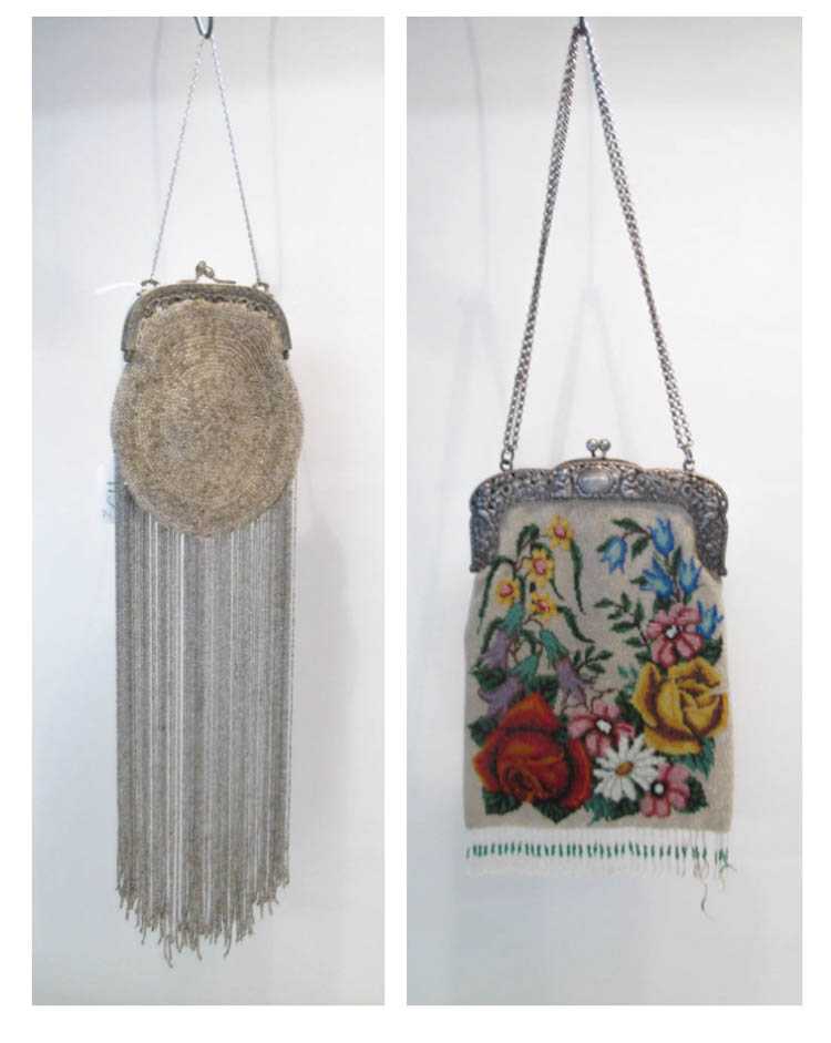 Appraisal: TWO VINTAGE BEADED PURSES the larger with colorful floral motifs