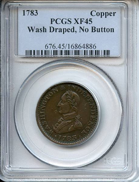 Appraisal: Washington Copper Draped Bust No Button XF PCGS Baker- R