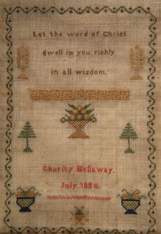 Appraisal: A TH CENTURY SAMPLER made by Charity Hollaway July x