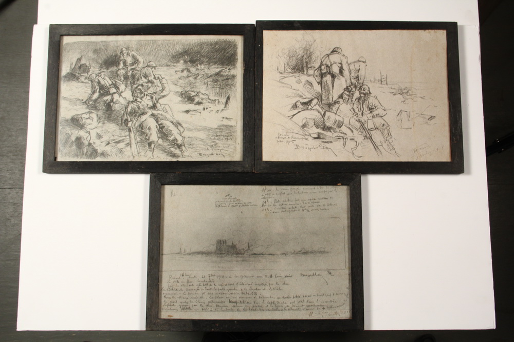 Appraisal: LEON BROQUET France - - Three Views of the Fighting