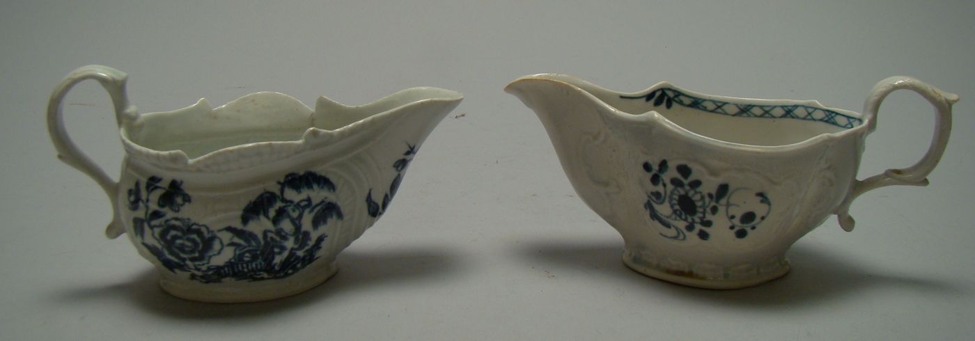 Appraisal: PAIR OF BLUE AND WHITE LEEDS POTTERY SAUCEBOATS Circa In