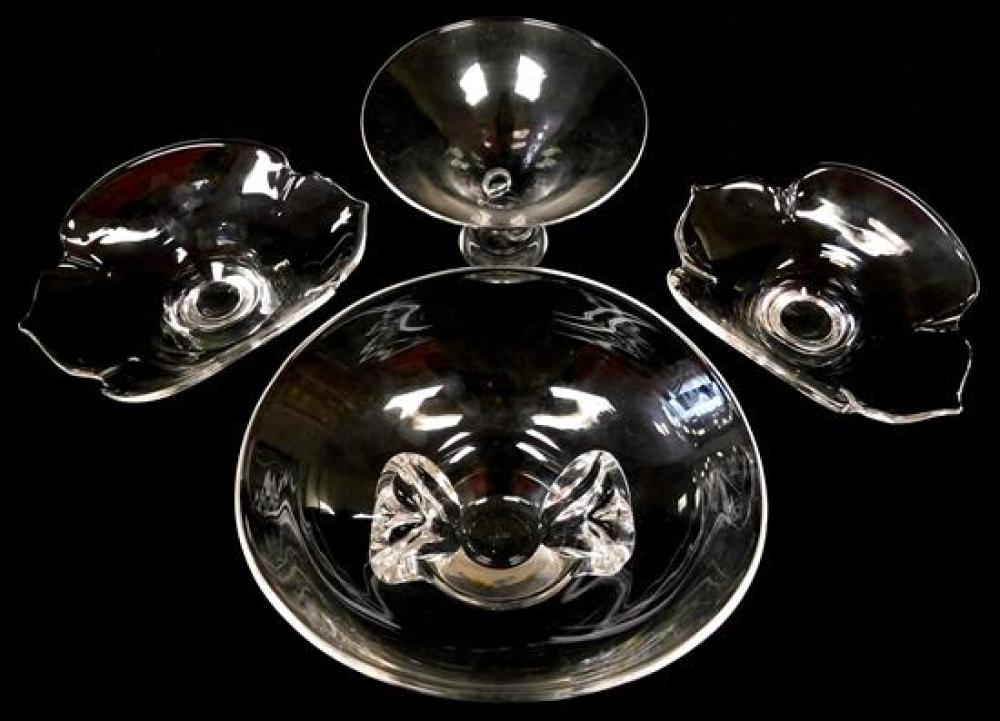 Appraisal: GLASS Four Steuben vessels first a round fruit bowl with