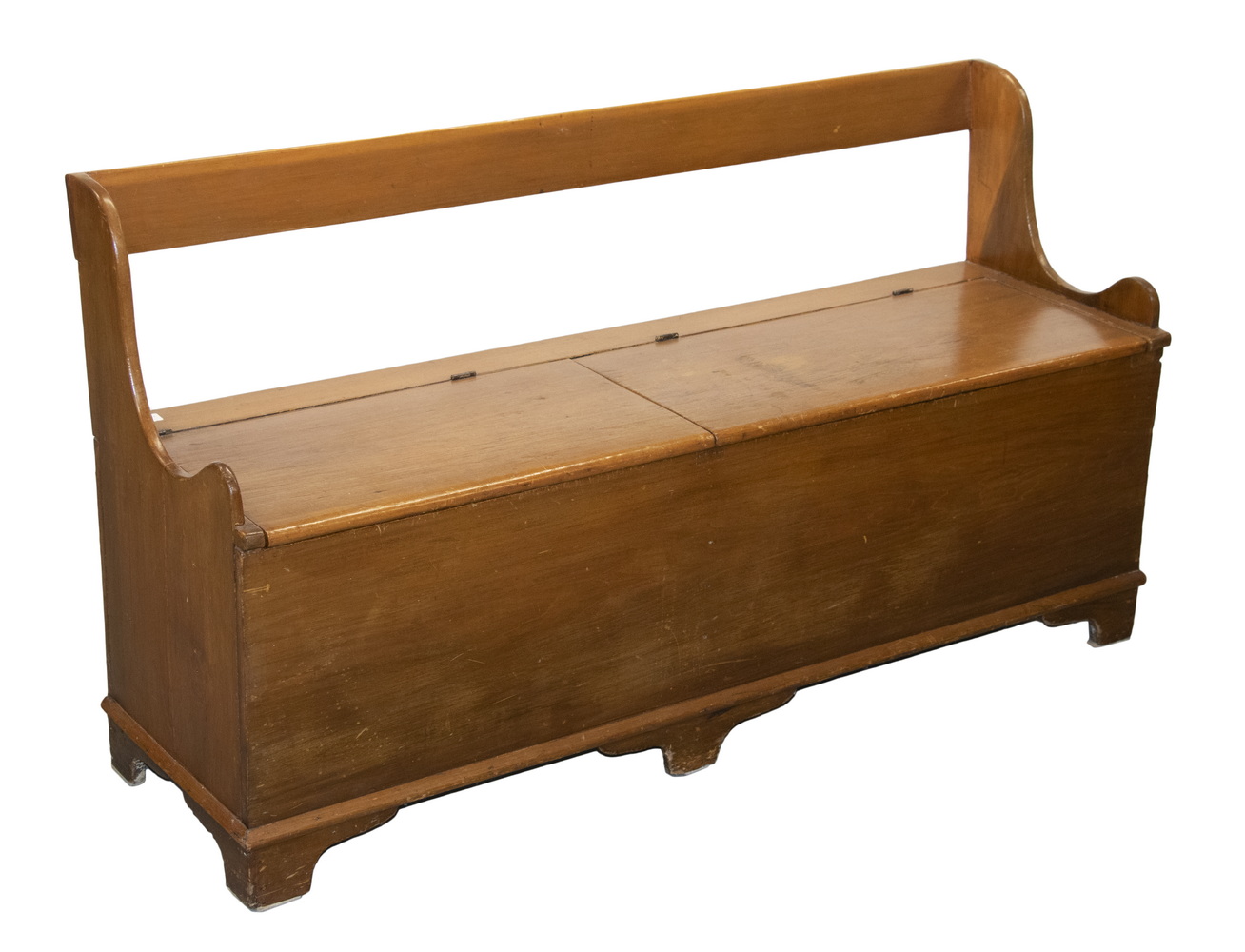 Appraisal: PINE STORAGE BENCH Circa American Pine Open Back Bench having