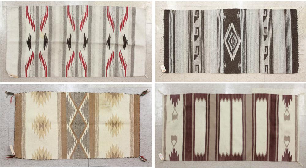 Appraisal: FOUR NAVAJO REGIONAL SADDLE BLANKET WEAVINGS sizes ' x '