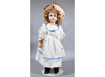 Appraisal: Antique bisque socket head doll with articulating arms elbows legs