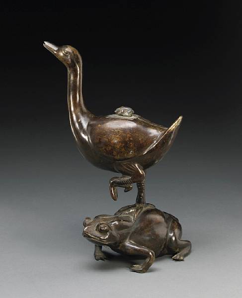 Appraisal: A cast bronze animal form censer Yongle Mark Qing Dynasty