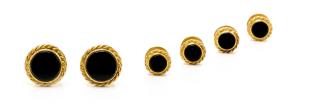 Appraisal: An Karat Yellow Gold and Onyx Dress Set Robin Rotenier