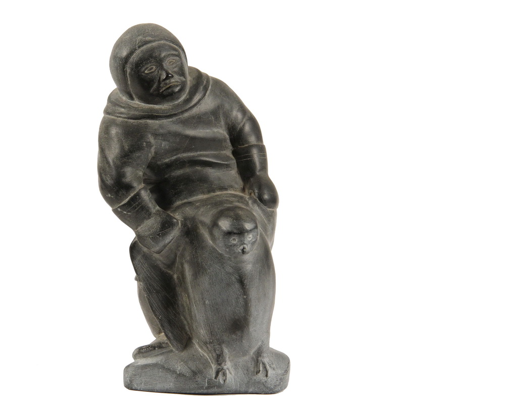 Appraisal: INUIT ESKIMO SCULPTURE - Greystone Figure of a Standing Hunter