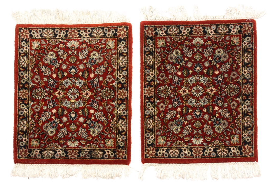 Appraisal: TWO INDO PERSIAN MATS Late th century Floral on burgundy