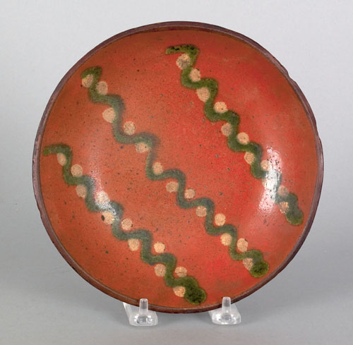 Appraisal: Pennsylvania redware pie plate attributed to Willoughby Smith Womelsdorf th