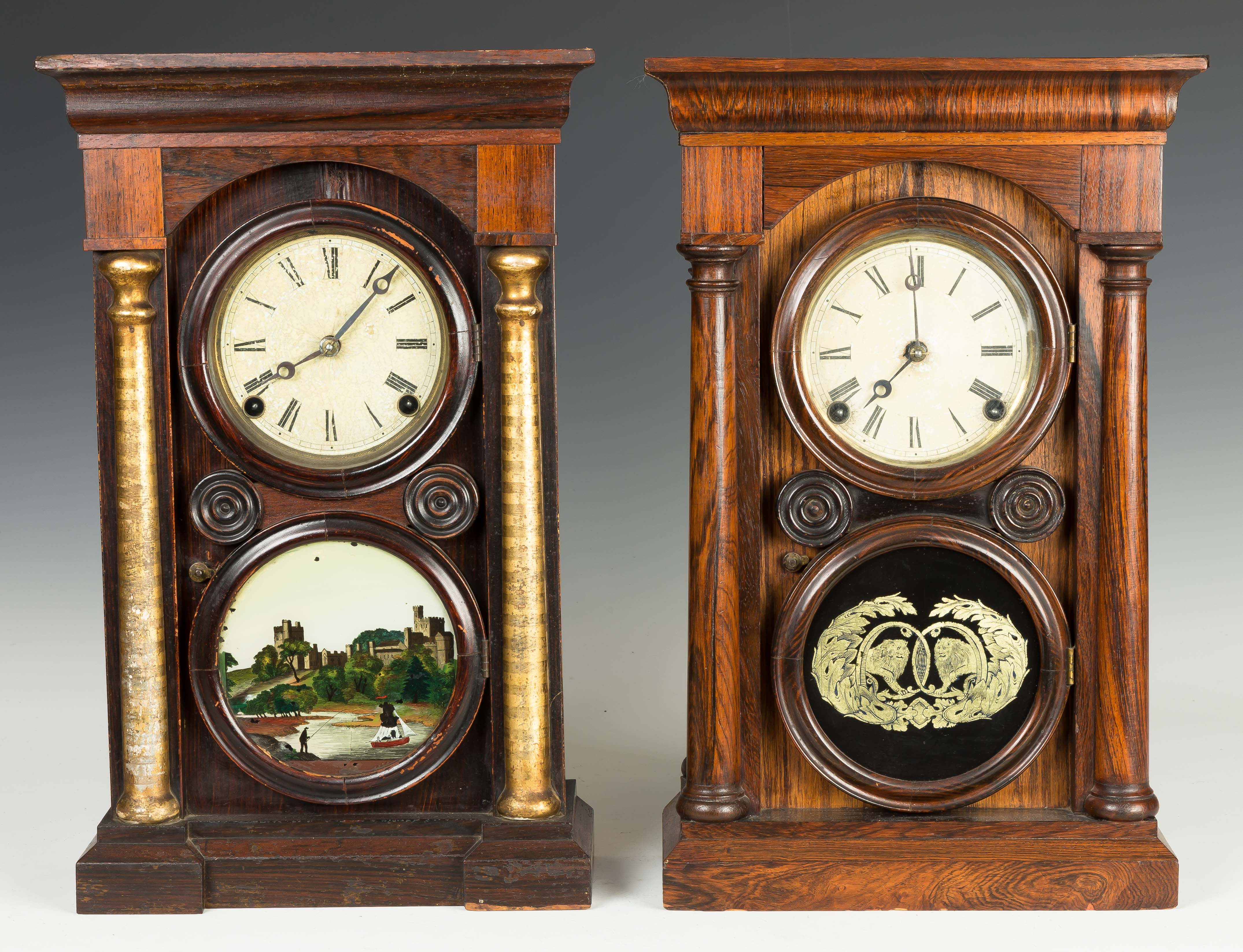 Appraisal: Two E Ingraham Co Shelf Clocks Both have rosewood cases