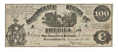 Appraisal: piece set Confederate currency one note type VF eight types