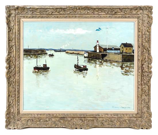 Appraisal: Sale Lot Jacques Bouyssou French - Boats in Harbour with