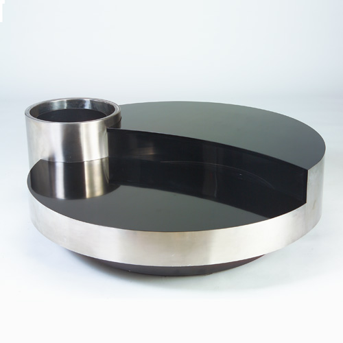 Appraisal: ROCHE-BOBOIS Bi-level coffee table illuminated bar of brushed stainless steel