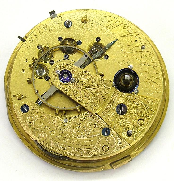 Appraisal: English fusee lever movement by Robert Roskell Liverpool no Massey