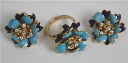 Appraisal: KUTCHINSKY - a 's enamelled and diamond set suite comprising