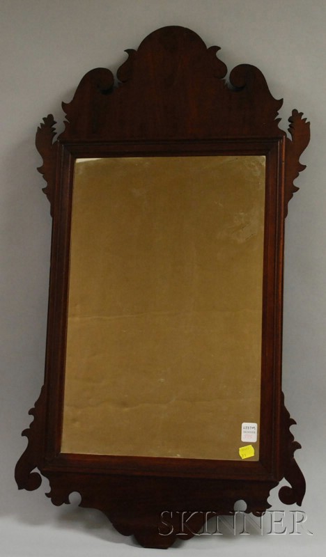 Appraisal: Chippendale Mahogany Veneer Mirror breaks and repairs lg in